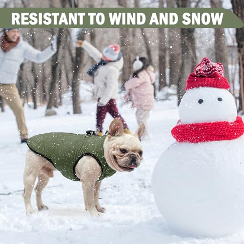 SCENEREAL Winter Dog Vest Coat with Built-in Harness, Size S for Small to Medium Dogs
