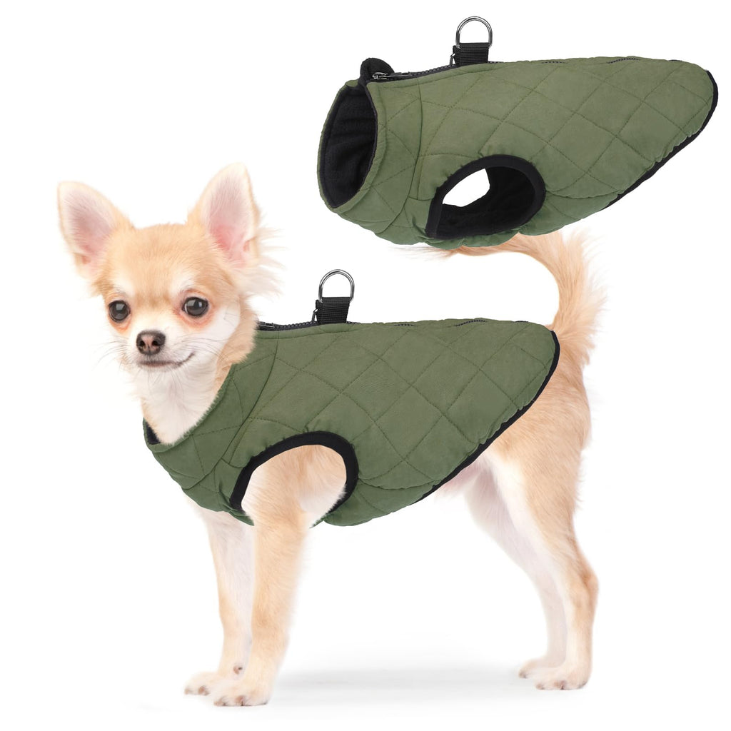 SCENEREAL Winter Dog Vest Coat with Built-in Harness, Size S for Small to Medium Dogs