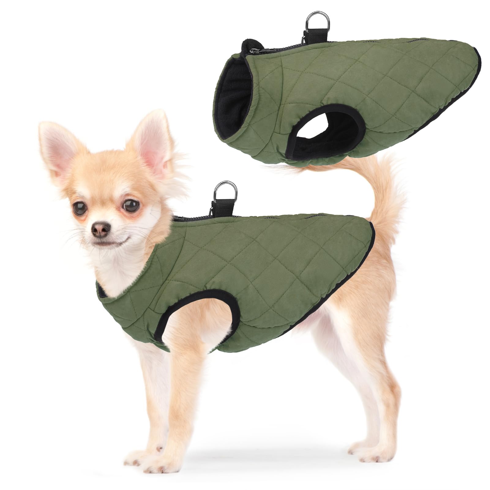 SCENEREAL Winter Dog Vest Coat with Built-in Harness, Size S for Small to Medium Dogs