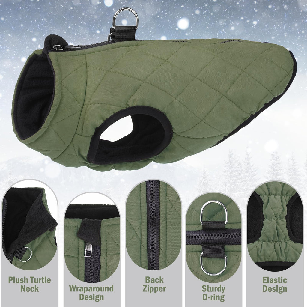SCENEREAL Winter Dog Vest Coat with Built-in Harness, Size S for Small to Medium Dogs