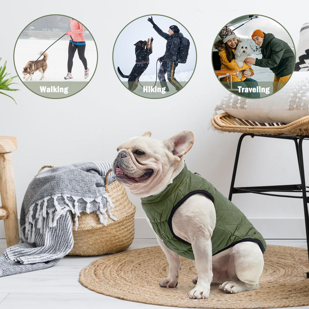 SCENEREAL Winter Dog Vest Coat with Built-in Harness, Size S for Small to Medium Dogs