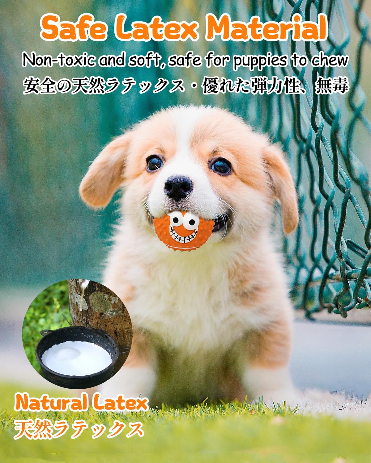 SCHITEC Squeaky Dog Balls 4 Pack - Interactive Latex Rubber Fetch Toys with Squeaker, 2.2 Inch Soft Bouncy Balls for Small Breed Dogs and Puppies