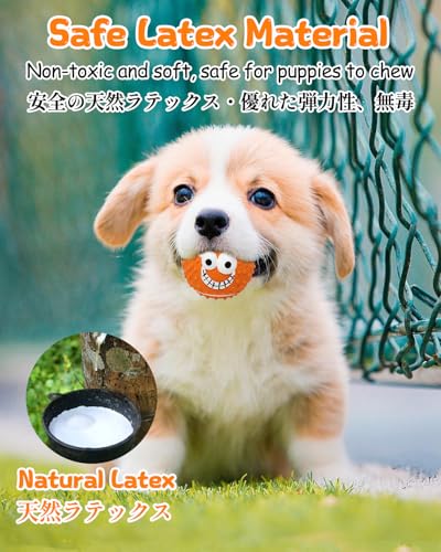SCHITEC Squeaky Dog Balls 4 Pack - Interactive Latex Rubber Fetch Toys with Squeaker, 2.2 Inch Soft Bouncy Balls for Small Breed Dogs and Puppies