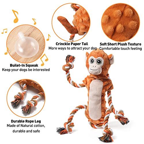 Sedioso Dog Tug Toy – Monkey Plush with Squeaker and Crinkle Paper for Interactive Play