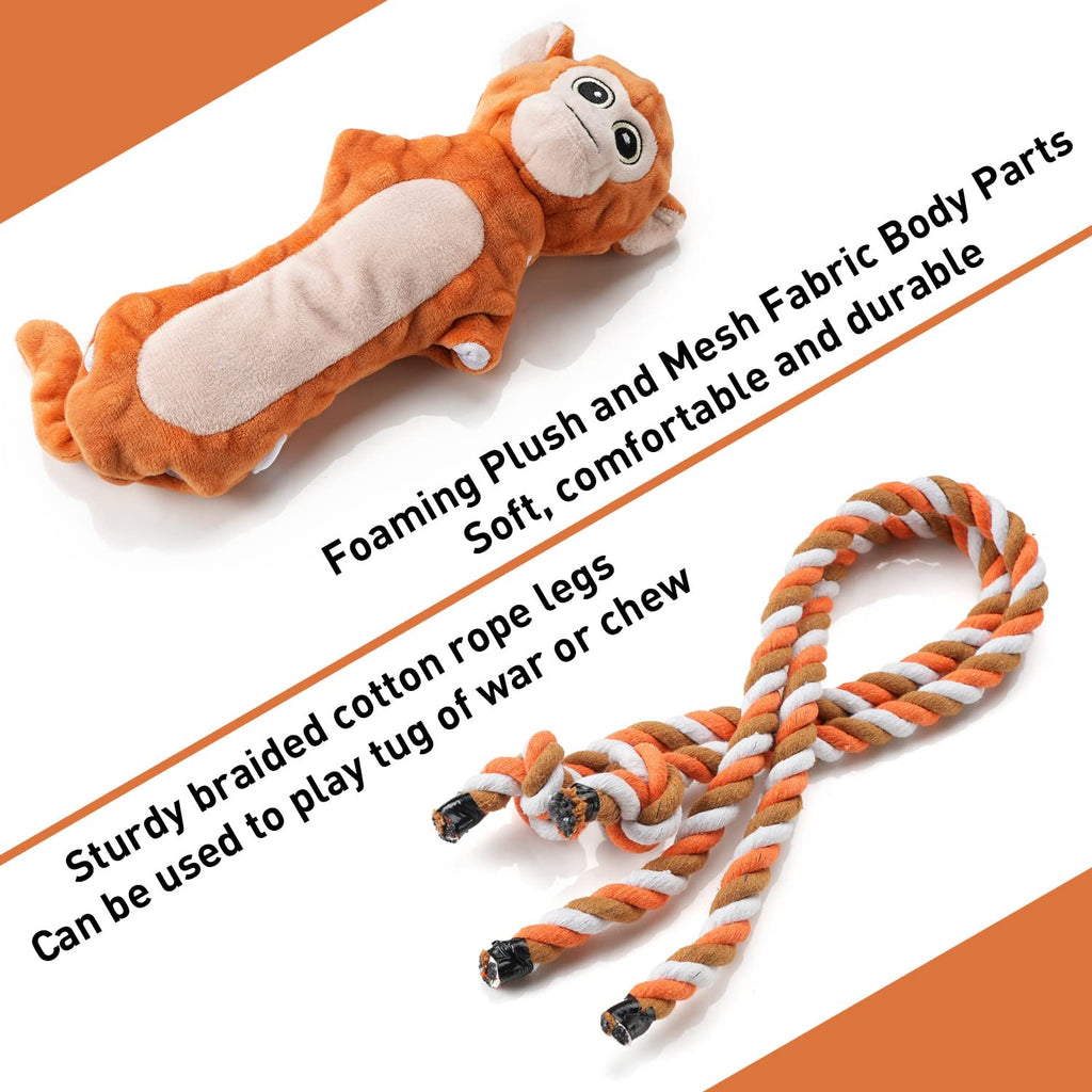 Sedioso Dog Tug Toy – Monkey Plush with Squeaker and Crinkle Paper for Interactive Play