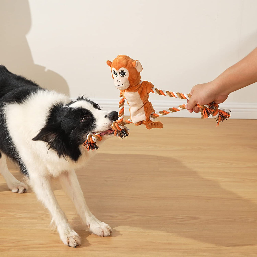 Sedioso Dog Tug Toy – Monkey Plush with Squeaker and Crinkle Paper for Interactive Play