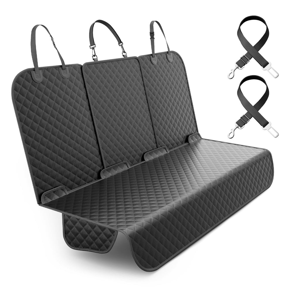 Seeseven Dog Car Seat Cover, Black, 52 inch, Waterproof Back Seat Protector with Armrest Access