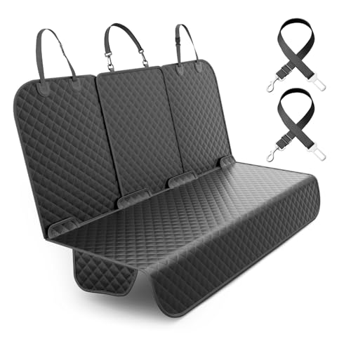 Seeseven Dog Car Seat Cover, Black, 52 inch, Waterproof Back Seat Protector with Armrest Access