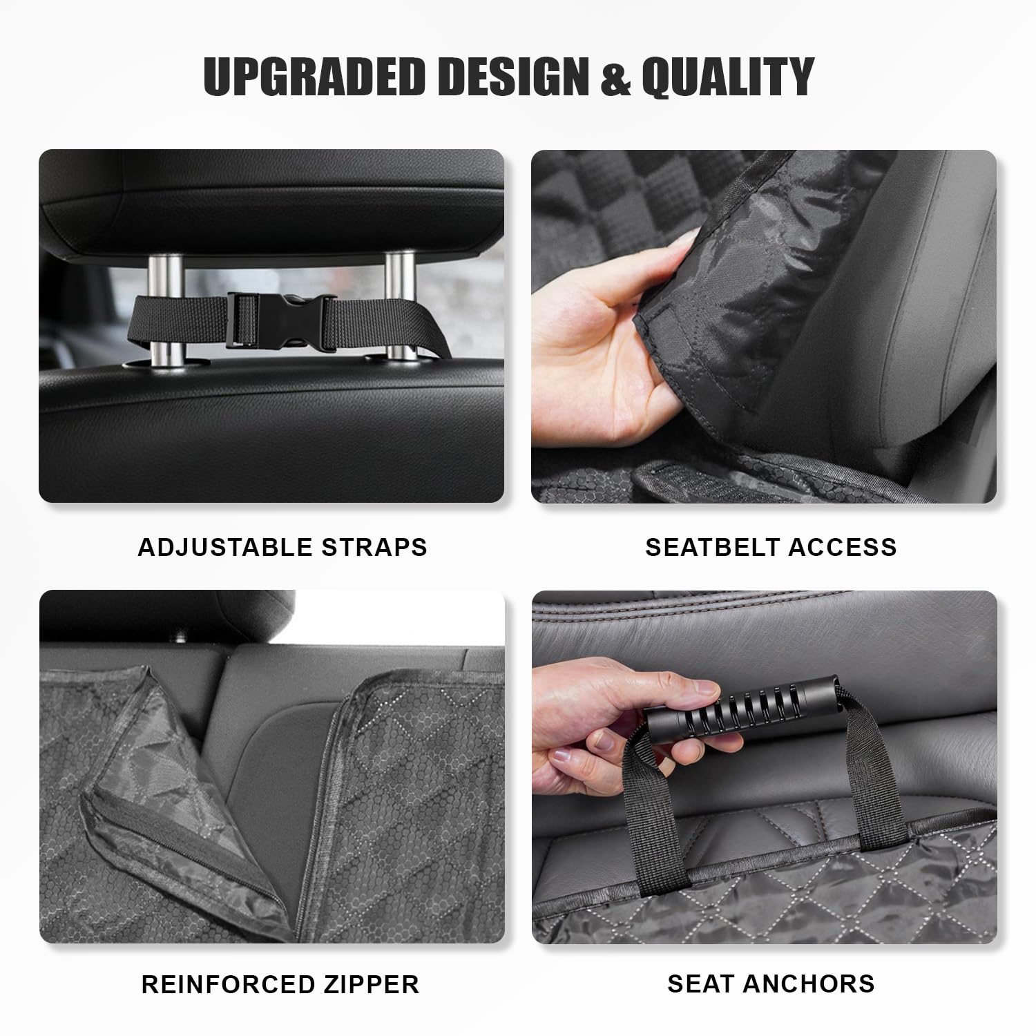 Seeseven Dog Car Seat Cover, Black, 52 inch, Waterproof Back Seat Protector with Armrest Access