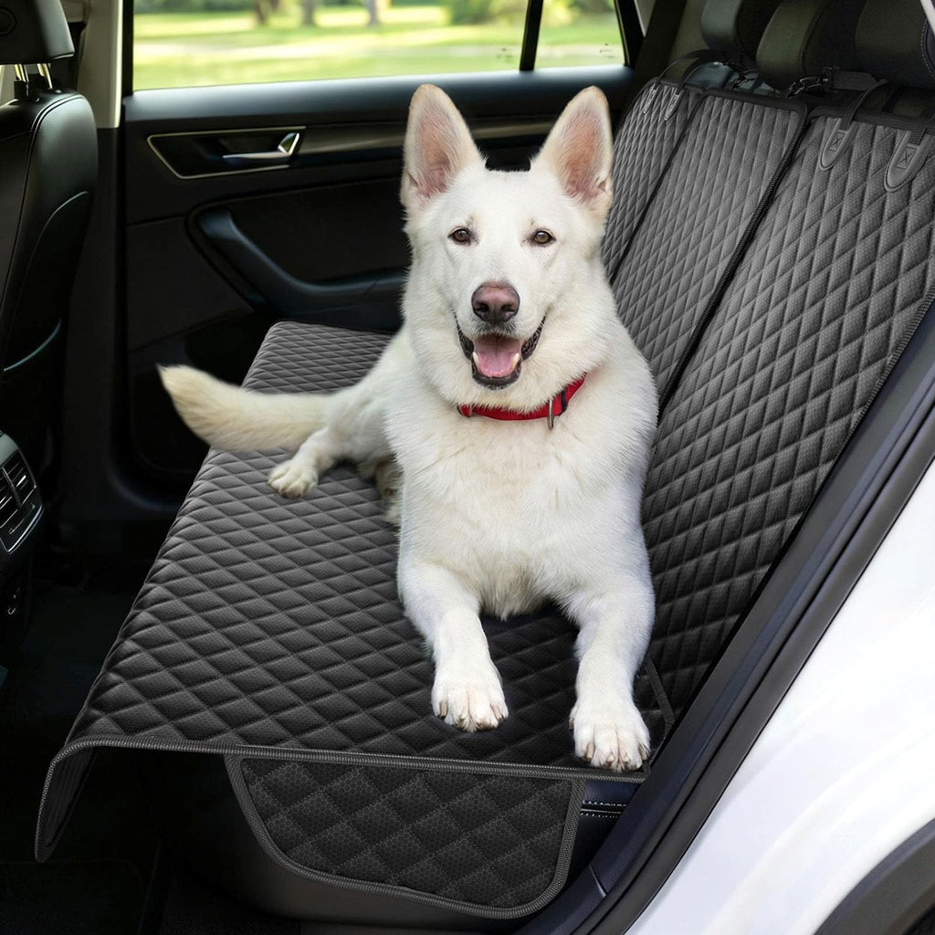 Seeseven Dog Car Seat Cover, Black, 52 inch, Waterproof Back Seat Protector with Armrest Access