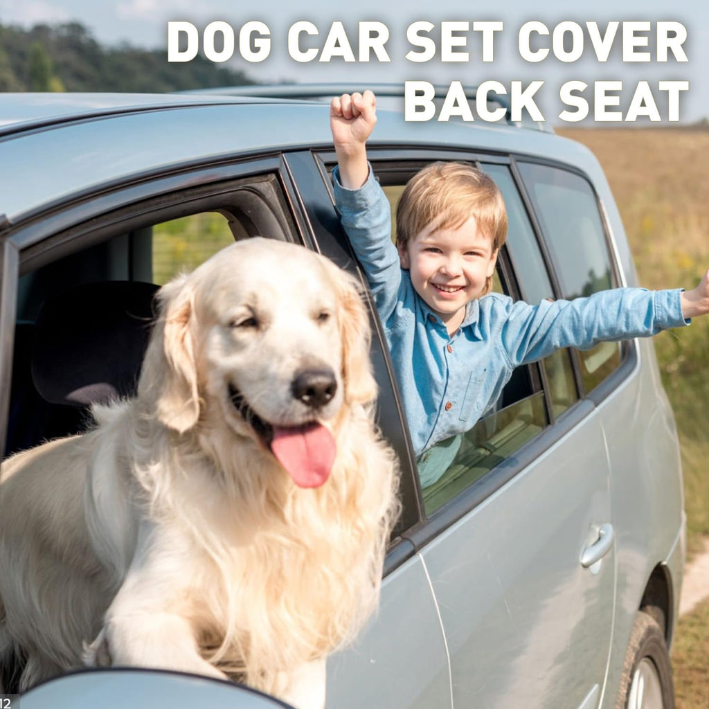 Seeseven Dog Car Seat Cover, Black, 52 inch, Waterproof Back Seat Protector with Armrest Access