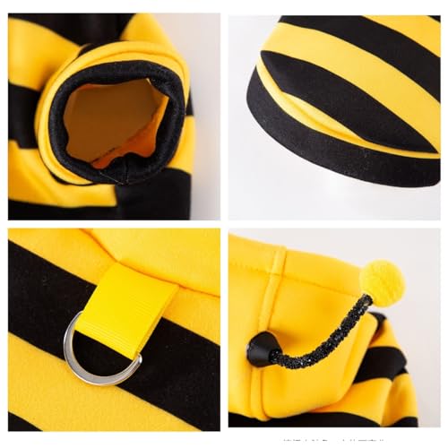 Selena Bee Antennae Pet Hoodie - Cute Yellow & Black Stripe Costume for Medium Dogs and Cats