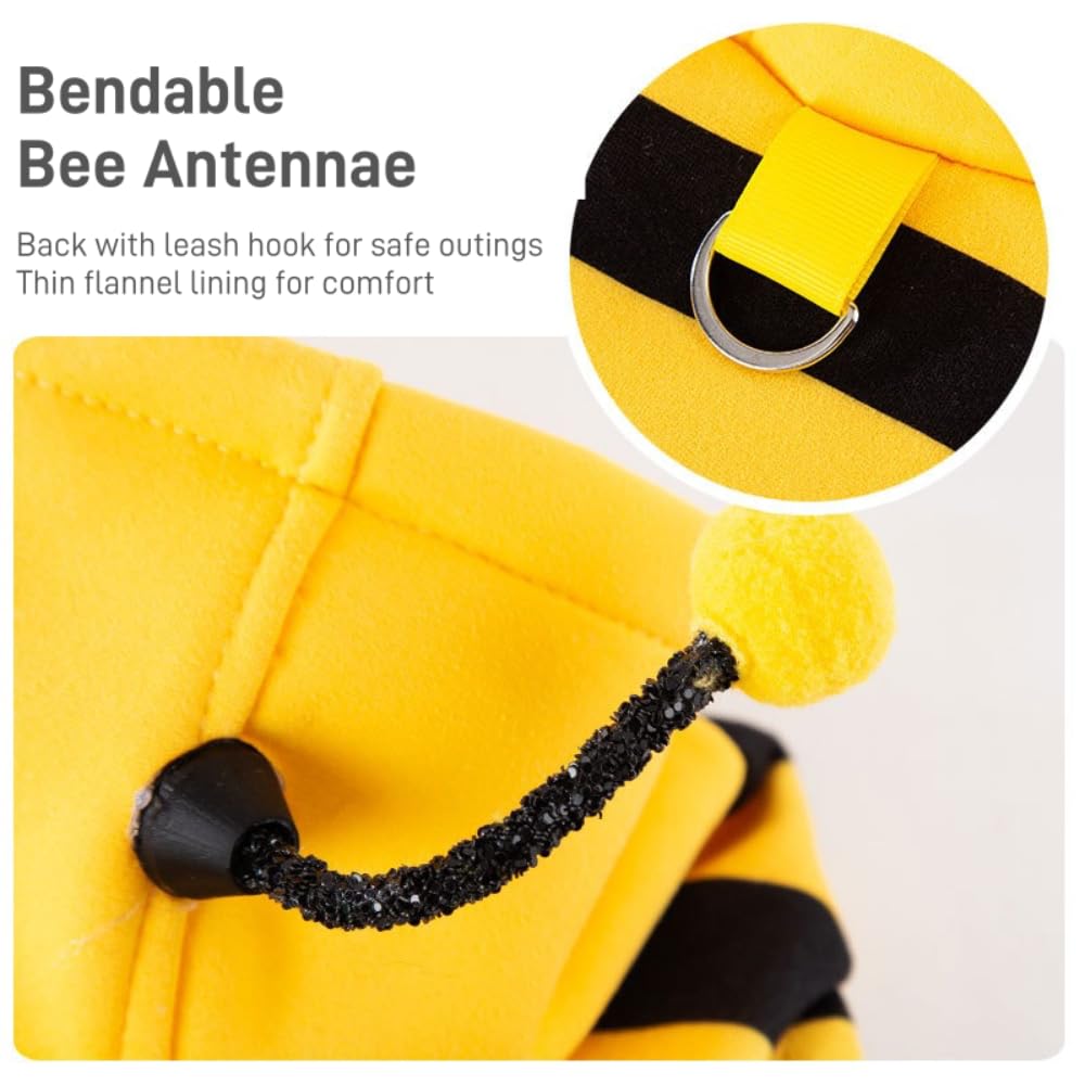 Selena Bee Antennae Pet Hoodie - Cute Yellow & Black Stripe Costume for Medium Dogs and Cats