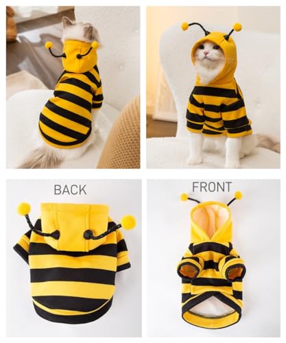 Selena Bee Antennae Pet Hoodie - Cute Yellow & Black Stripe Costume for Medium Dogs and Cats