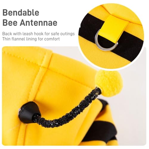 Selena Bee Antennae Pet Hoodie - Cute Yellow & Black Stripe Costume for Medium Dogs and Cats