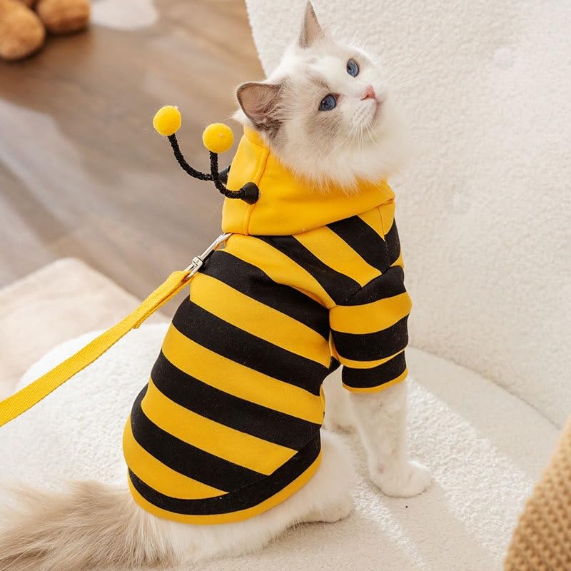 Selena Pet Bee Costume Hoodie with Bendable Antennae – Small, Yellow & Black