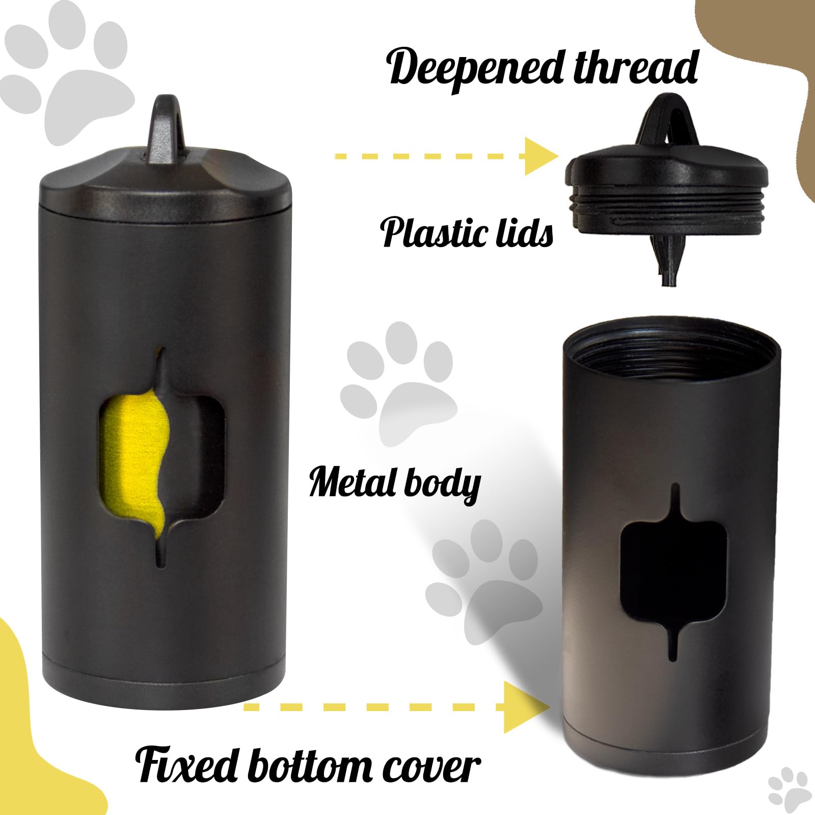 SHAOUMAN Metal Poop Bag Holder 2-Pack – Aerospace Aluminum with Leash Clip, 30 Lavender Bags & Accessories (Black)
