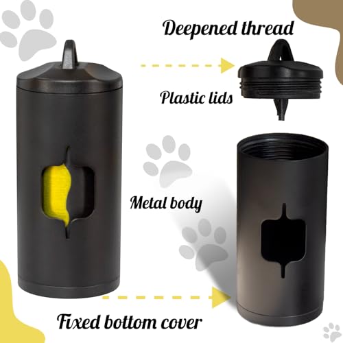 SHAOUMAN Metal Poop Bag Holder 2-Pack – Aerospace Aluminum with Leash Clip, 30 Lavender Bags & Accessories (Black)