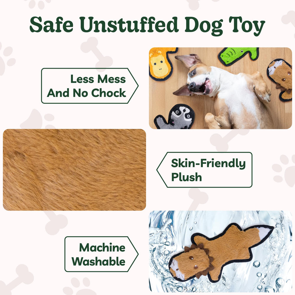SHARLOVY No Stuffing Dog Toy: Durable Crinkle Squeaky Chew Toy for Aggressive Chewers - 6 Tough Layers, 3 Sizes