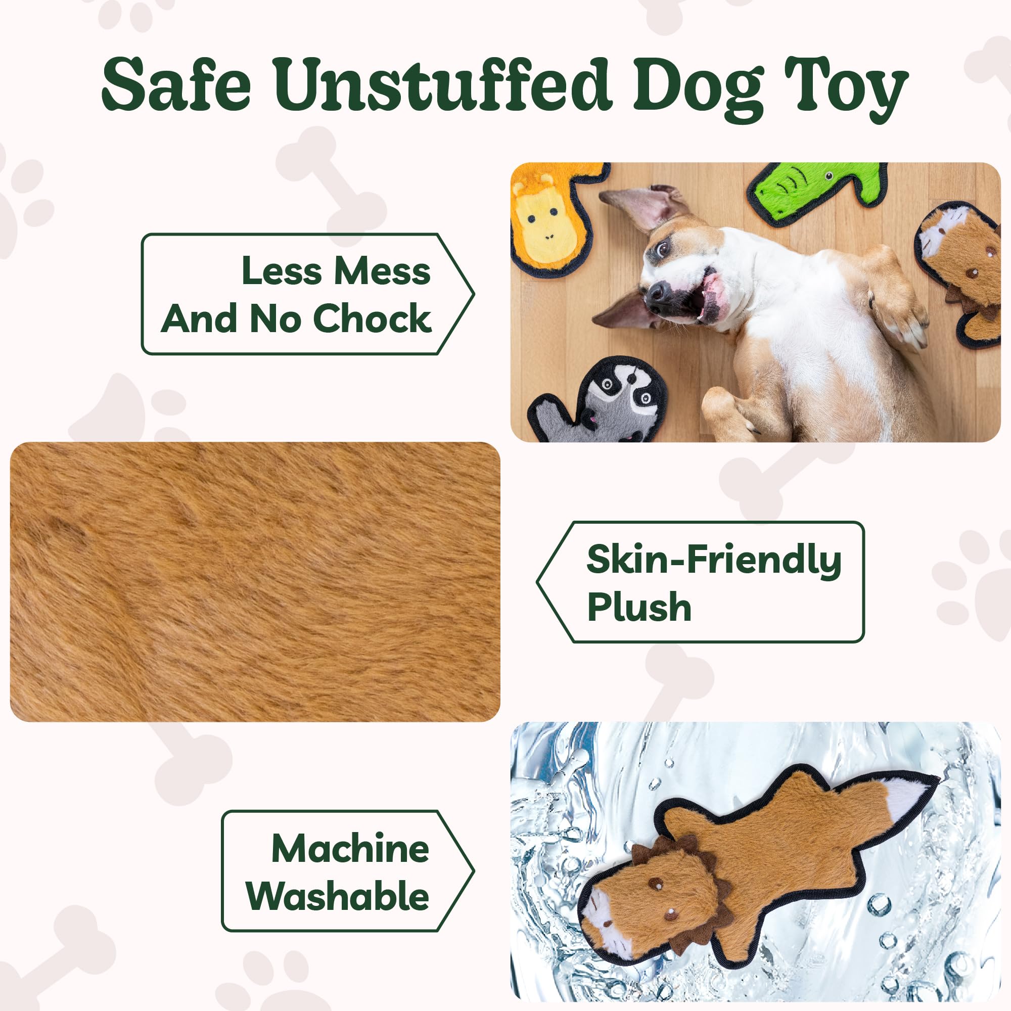SHARLOVY No Stuffing Dog Toy: Durable Crinkle Squeaky Chew Toy for Aggressive Chewers - 6 Tough Layers, 3 Sizes