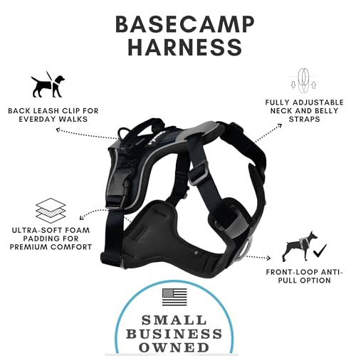 ShawnCo Basecamp Dog Harness Midnight Size L – No-Pull Vest with 3 Leash Clips