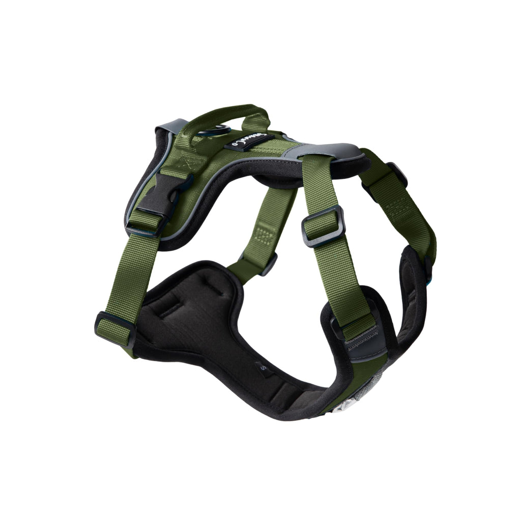 SHAWNCO Basecamp No-Pull Dog Harness, Olive Green Size S, with 3 Leash Clips and Padded Reflective Vest