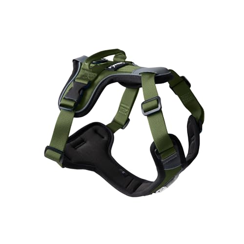 SHAWNCO Basecamp No-Pull Dog Harness, Olive Green Size S, with 3 Leash Clips and Padded Reflective Vest