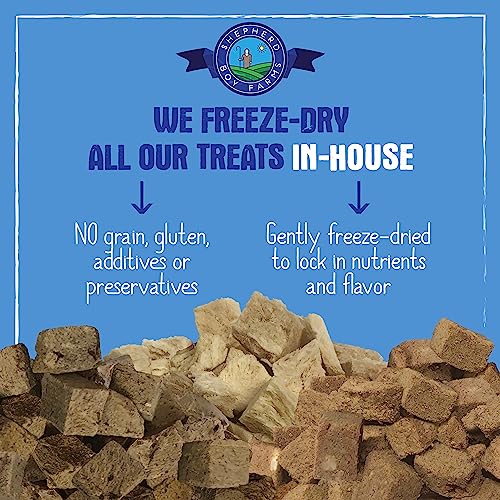 Shepherd Boy Farms Freeze Dried Bison Liver Dog & Cat Treats – Single Ingredient, High Protein, Low Calorie, Made in USA, 3 oz