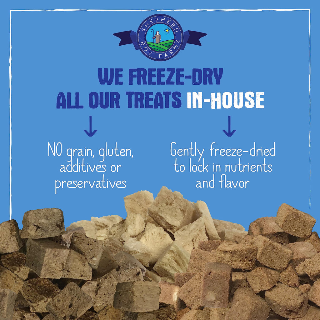 Shepherd Boy Farms Freeze Dried Bison Liver Dog & Cat Treats – Single Ingredient, High Protein, Low Calorie, Made in USA, 3 oz
