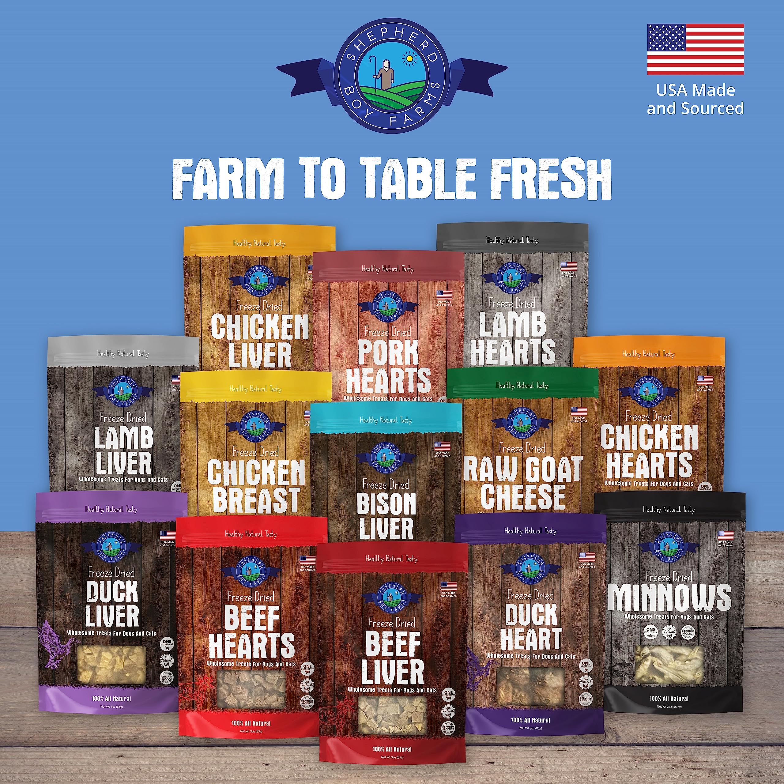 Shepherd Boy Farms Freeze Dried Bison Liver Dog & Cat Treats – Single Ingredient, High Protein, Low Calorie, Made in USA, 3 oz