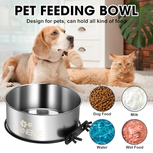 ShineMe 2-Pack Dog Kennel Bowls: 54oz & 34oz Stainless Steel Crate Bowls with Anti-Spill Mounting Brackets