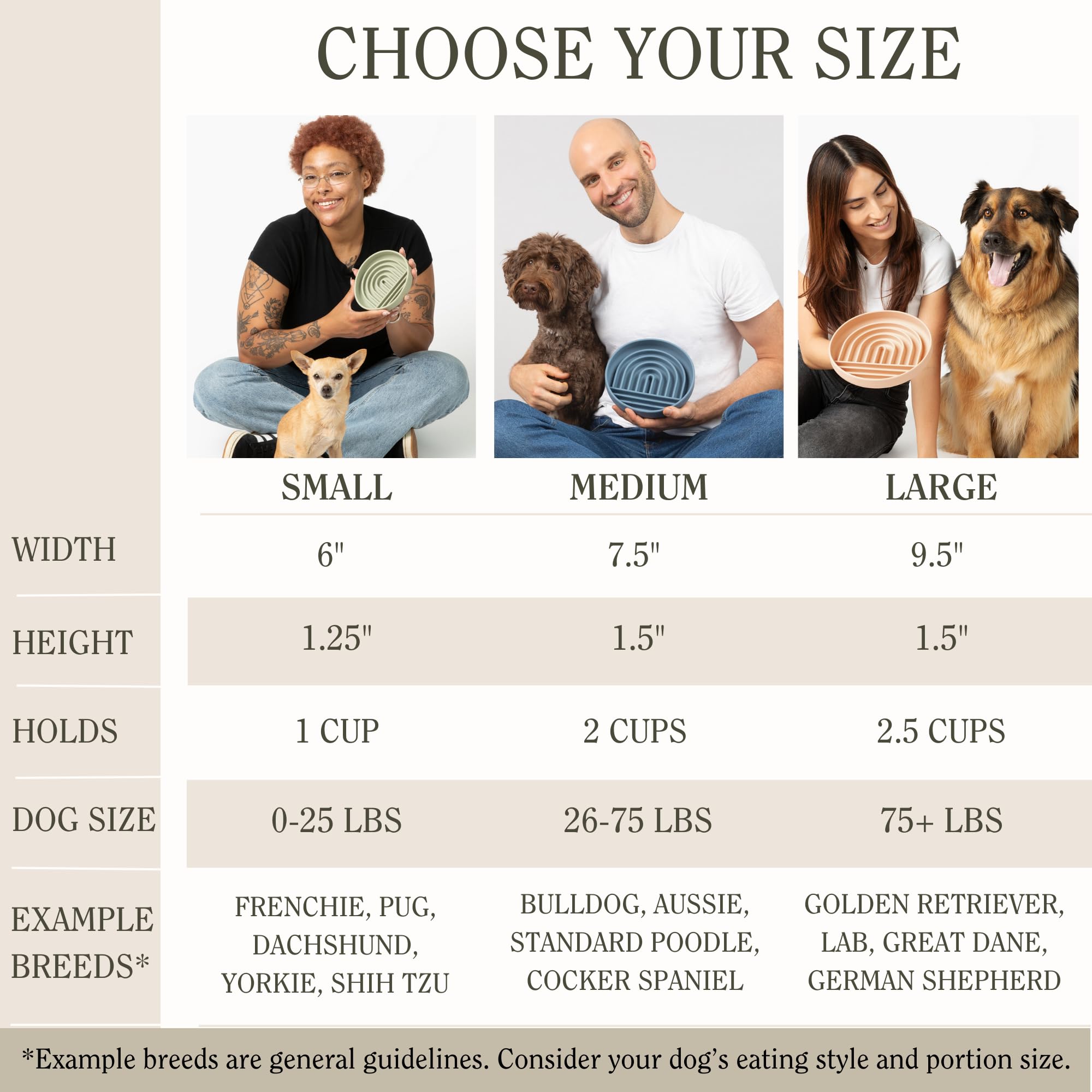 Should We Go? Small Slow Feeder Dog Bowl - 6" Silicone Lick Mat for Puppies & Dogs, Tan - Reduces Gulping, Dishwasher Safe