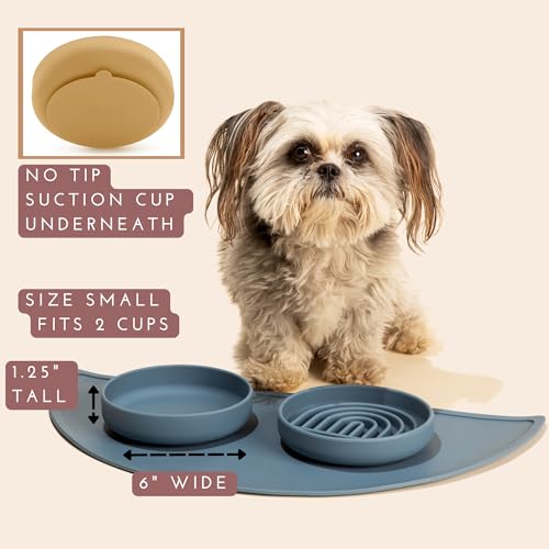 Should We Go? Spruce Silicone Dog Bowl – 2 Cup No-Spill, Suction Cup, Dishwasher Safe