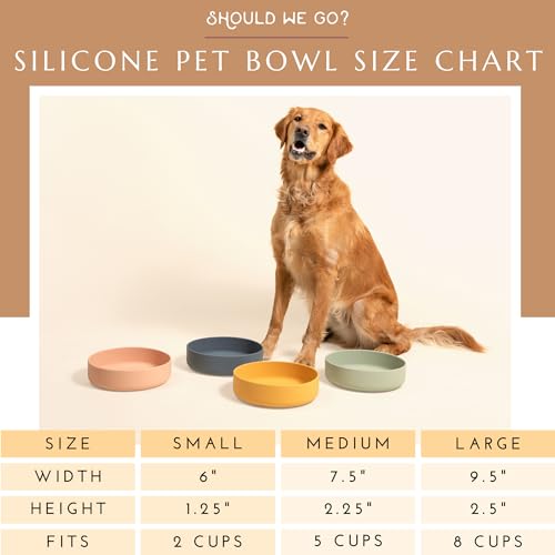 Should We Go? Spruce Silicone Dog Bowl – 2 Cup No-Spill, Suction Cup, Dishwasher Safe