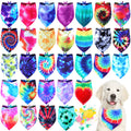 Silkfly 30 Pack Dog Bandanas Bulk - Tie Dye Washable Pet Scarves for Large Medium Dogs, 30 Unique Styles
