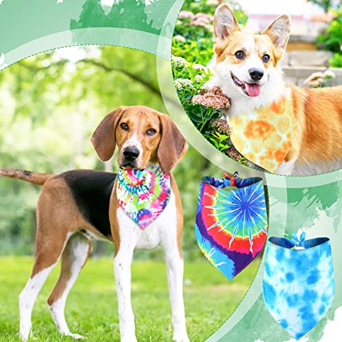 Silkfly 30 Pack Dog Bandanas Bulk - Tie Dye Washable Pet Scarves for Large Medium Dogs, 30 Unique Styles