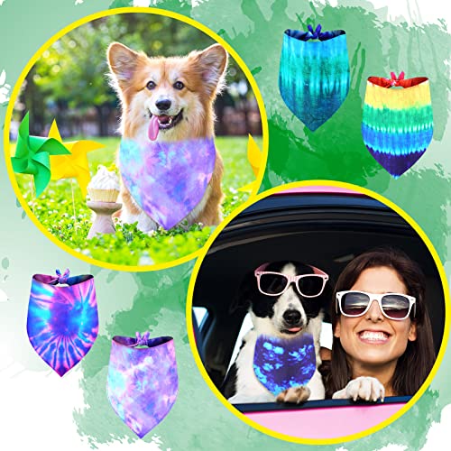 Silkfly 30 Pack Dog Bandanas Bulk - Tie Dye Washable Pet Scarves for Large Medium Dogs, 30 Unique Styles