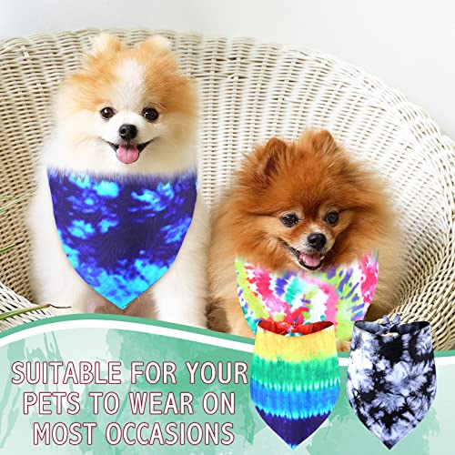 Silkfly 30 Pack Dog Bandanas Bulk - Tie Dye Washable Pet Scarves for Large Medium Dogs, 30 Unique Styles