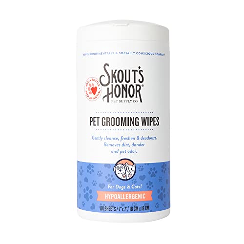 SKOUT'S HONOR Pet Grooming Wipes – Fragrance-Free, Plant-Based & Biodegradable (80 Count)