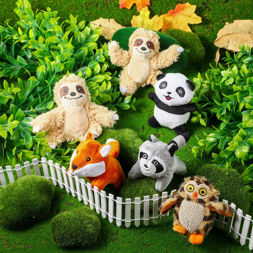 Skylety 7-Piece Hide and Seek Dog Toy Set – Plush Treehouse with 6 Squeaky Woodland Animal Toys for Small & Medium Dogs