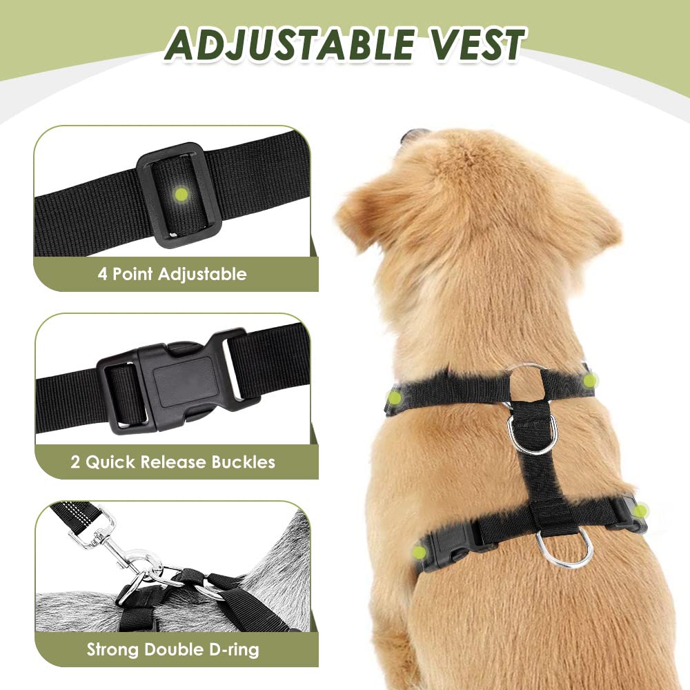 SlowTon Dog Seat Belt Harness for Car - Fuchsia Double Clip Medium, Mesh Breathable & Elastic Bungee Tether for Small to Medium Dogs