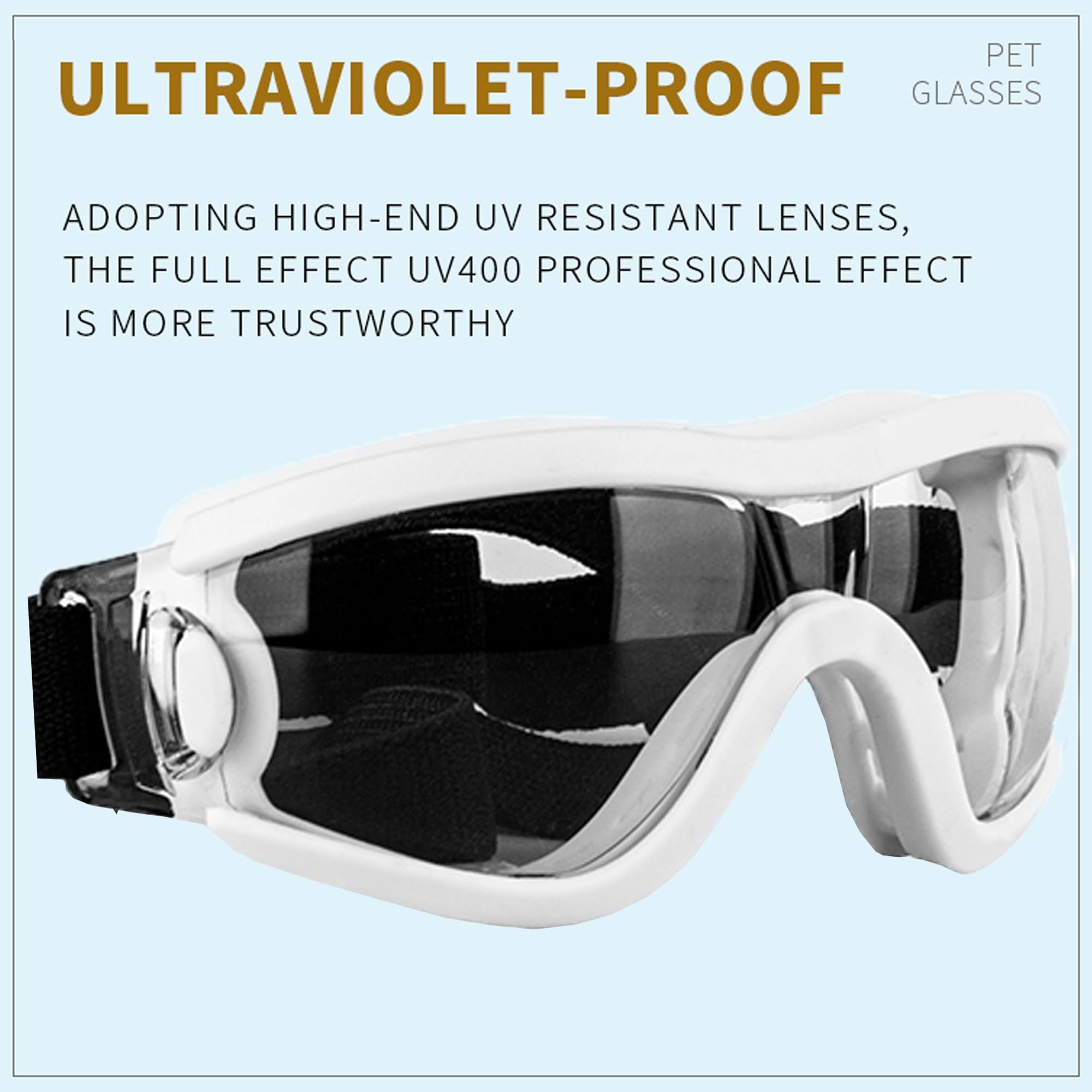 Small Dog Sunglasses with UV Protection & Adjustable Strap – Windproof Goggles for Tiny Breeds