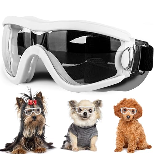 Small Dog Sunglasses with UV Protection & Adjustable Strap – Windproof Goggles for Tiny Breeds