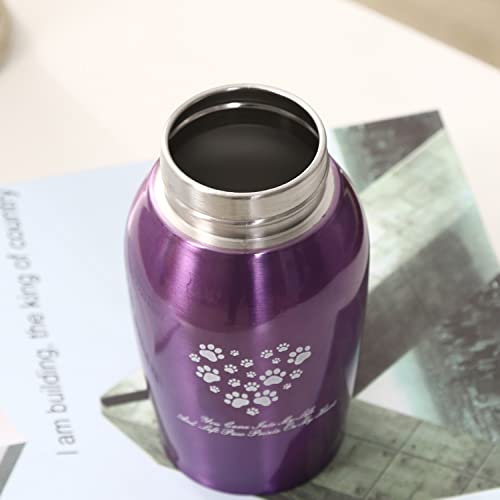 Small Purple Stainless Steel Pet Urn for Dogs and Cats – Screw-Top Lid, Holds Ashes up to 25 lbs