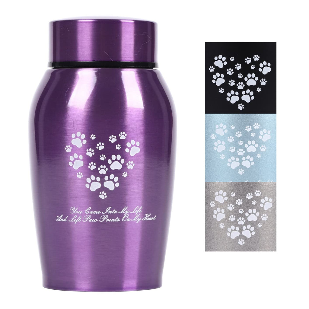 Small Purple Stainless Steel Pet Urn for Dogs and Cats – Screw-Top Lid, Holds Ashes up to 25 lbs