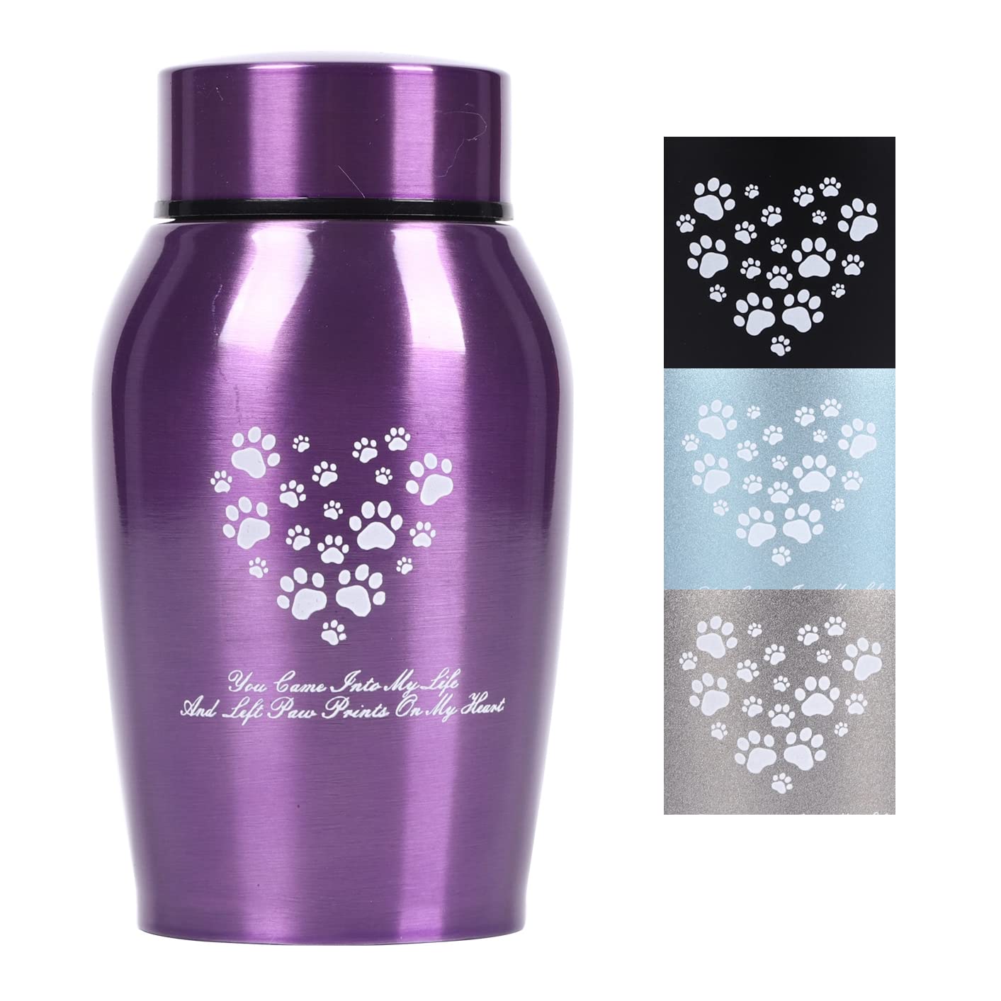 Small Purple Stainless Steel Pet Urn for Dogs and Cats – Screw-Top Lid, Holds Ashes up to 25 lbs