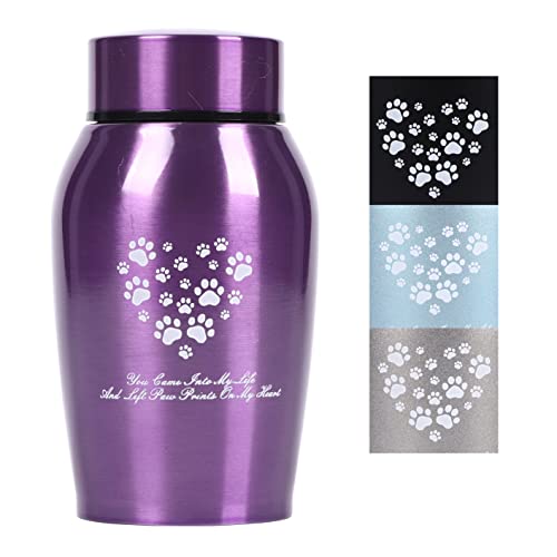 Small Purple Stainless Steel Pet Urn for Dogs and Cats – Screw-Top Lid, Holds Ashes up to 25 lbs