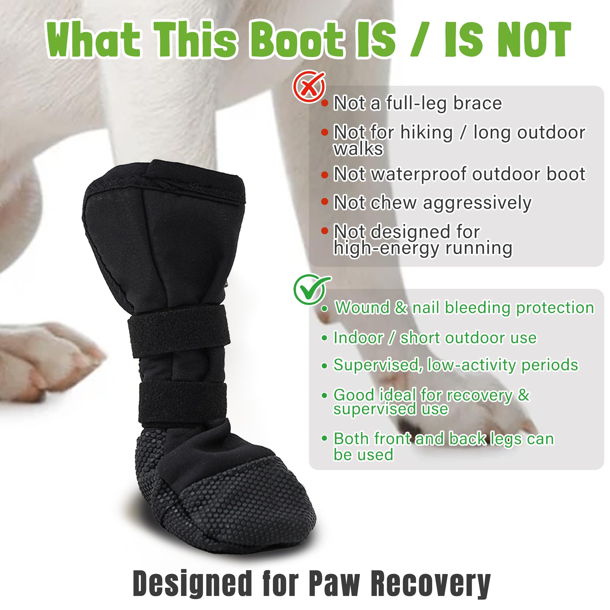 Snugrance Dog Paw Wound Recovery Boot – Lick-Proof, Non-Slip, Adjustable for Medium to Large Dogs (XL, 2-Pack)