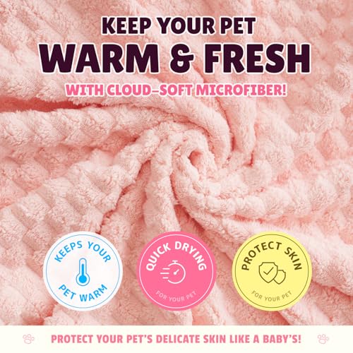 SOONTAN Microfiber Pet Towel Set – 2 Absorbent Quick-Dry Towels for Dogs and Cats (Pink)