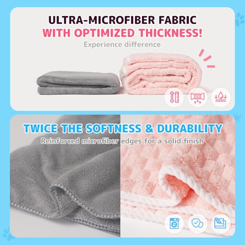 SOONTAN Microfiber Pet Towel Set – 2 Absorbent Quick-Dry Towels for Dogs and Cats (Pink)